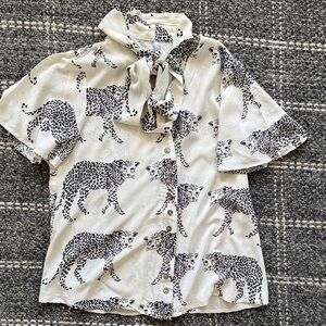 Women’s Jenni Black and Cream Animal Print Blouse